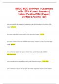 BECC MOD 9/10 Part 1 Questions with 100% Correct Answers | Latest Version 2024 | Expert Verified | Ace the Test