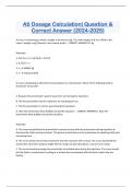 Ati Dosage Calculation| Question &  Correct Answer (2024-2025)