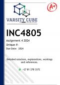 INC4805 Assignment 4 (DETAILED ANSWERS) 2024 - DISTINCTION GUARANTEED 