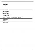 A Q A  A-level PHYSICS  Paper 3 Section B Engineering physics Mark scheme June 2023
