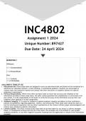 INC4802 Assignment 1 &lpar;ANSWERS&rpar; 2024 - DISTINCTION GUARANTEED