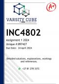 INC4802 Assignment 1 &lpar;DETAILED ANSWERS&rpar; 2024 - DISTINCTION GUARANTEED