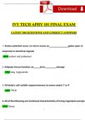 Ivy Tech APHY 101 Final Exam Questions and Answers 2024 / 2025 | 100% Verified Answers