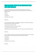 Pharmacology Final Exam Questions from ATI with Answer