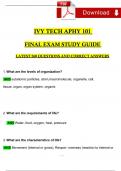 Ivy Tech APHY 101 Final Exam Study Guide Questions and Answers 2024 / 2025 | 100% Verified Answers 