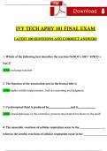 Ivy Tech APHY 101 Final Exam Questions and Answers 2024 / 2025 | 100% Verified Answers