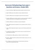Rasmussen Pathophysiology Exam paper 1 Questions and Answers, Graded 100%