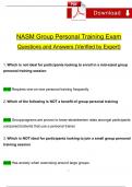 NASM GROUP PERSONAL TRAINING EXAM EXPECTED QUESTIONS AND VERIFIED ANSWERS &lpar;2024 &sol; 2025&rpar; BUNDLED SOLUTIONS &sol; A&plus; GRADE&lpar;VERIFIED REVISED FULL EXAM&rpar;