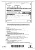 Pearson Edexcel A-LEVEL Paper 1 Mathematics  Advanced Subsidiary/ Advanced Level Further Pure Mathematics F2  January 2024 AUTHENTIC MARKING SCHEME ATTACHED  