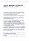 IB SEHS - Midterm Exam Questions With Complete Answers!!