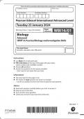 Pearson Edexcel A-LEVEL Paper 1  Biology Advanced UNIT 6: Practical Biology and Investigative Skills   January 2024 AUTHENTIC MARKING SCHEME ATTACHED