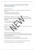 HESI A2 V1- Critical Thinking WITH QUESTIONS AND VERIFIED ANSWERS 100&percnt; CORRECT