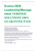 Evolve HESI  Leadership/Manage ment VERIFIED  SOLUTIONS 100%  GUARANTEE PASS