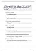 AQA GCSE Combined Science Trilogy  Biology Paper 1 Study Guide Rated A