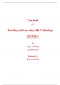 Test Bank for Teaching and Learning with Technology 6th Edition (Global Edition) By Judy Lever-Duffy, Jean McDonald (All Chapters, 100% Original Verified, A+ Grade)