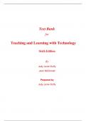 Test Bank for Teaching and Learning with Technology 6th Edition By Judy Lever-Duffy, Jean McDonald (All Chapters, 100% Original Verified, A+ Grade)