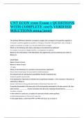 UNT ECON 1100 Exam 1 QUESTIONS WITH COMPLETE 100% VERIFIED SOLUTIONS 2024/2025