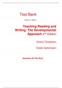 Test Bank for Teaching Reading and Writing The Developmental Approach 2nd Edition By Kristin Gehsmann, Shane Templeton (All Chapters, 100% Original Verified, A+ Grade)