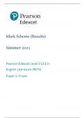Pearson Edexcel GCE English Literature Advanced paper 2&lpar;9ET0&sol;02&colon;Prose&rpar;MARK SCHEME for June 2023