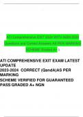 ATI Comprehensive EXIT 2024 WITH NGN 2024 Questions and Correct Answers AS PER MARKING SCHEME Graded A+