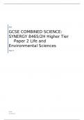 AQA GCSE COMBINED SCIENCE: SYNERGY Higher Tier Paper 2 Life and Environmental Sciences  QUESTION PAPER ,INSERTS AND  MARK SCHEME FOR JUNE 2023 8465/2H