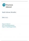 Pearson Edexcel GCE A level Psychology Paper 3 9PS0/03:Psychological Skills Mark scheme for June 2023