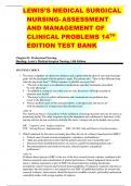 LEWIS’S MEDICAL SURGICAL NURSING- ASSESSMENT AND MANAGEMENT OF CLINICAL PROBLEMS 14TH EDITION TEST BANK