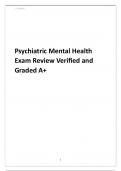 Psychiatric Mental Health Exam Review Verified and Graded A+