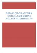 Dosage Calculation RN Critical Care Online Practice Assessment 3.0