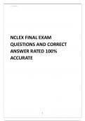 NCLEX FINAL EXAM QUESTIONS AND CORRECT ANSWER RATED 100% ACCURATE