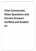 Final Community Nclex Questions and Correct Answers Verified and Graded A+
