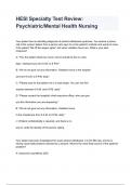 HESI Specialty Test Review: Psychiatric/Mental Health Nursing Exam Questions And Answers 