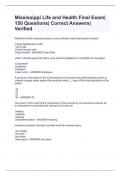 Mississippi Life and Health Final Exam&vert; 150 Questions&vert; Correct Answers&vert; Verified