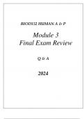 BIOD152 ESSENTIALS IN HUMAN A & P MODULE 3 FINAL EXAM REVIEW Q & A 2024