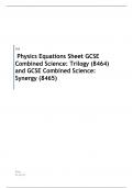 AQA   GCSE  Physics Equations Sheet GCSE Combined Science: Trilogy (8464) and GCSE Combined Science: Synergy (8465)