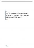 AQA   GCSE COMBINED SCIENCE: SYNERGY Higher Tier	Paper 3 Physical Sciences  QUESTION PAPER FOR JUNE 2023   