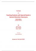 Test Bank for Teaching Students with Special Needs in General Education Classrooms 9th Edition (Global Edition) By Rena Lewis, John Wheeler, Stacy Carter (All Chapters, 100% Original Verified, A+ Grade)