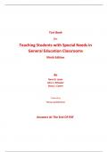 Test Bank for Teaching Students with Special Needs in General Education Classrooms 9th Edition By Rena Lewis, John Wheeler, Stacy Carter (All Chapters, 100% Original Verified, A+ Grade)