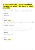 Wastewater Collector Class D License Exam Questions and Answers &lpar;100&percnt; Correct&rpar; Latest 2024&sol;2025