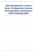 2024 PA Appraisers License Exam &sol; PA Appraisers License Exam Questions and Answers &lpar;100&percnt; Satisfied&rpar; 2024 