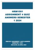 HRM1501 ASSIGNMENT 4 QUIZ ANSWERS SEMESTER 1  2024