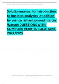 Solution manual for introduction to business analytics 1st edition by vernon richardson and marcia Watson QUESTIONS WITH COMPLETE VERIFIED SOLUTIONS 2024/2025