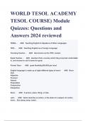 WORLD TESOL ACADEMY TESOL COURSE) Module Quizzes: Questions and Answers 2024 reviewed