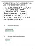 TEST BANK ATI TEAS 7 EXAM /ATI TEAS 7 EXAM TEST BANK QUESTIONS WITH CORRECT ANSWERS LATEST UPDATED VERSION 2023-2024/ ATI TEAS 7 Exam Test Bank 300 Questions with Answers