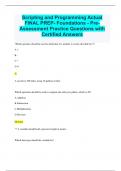 Scripting and Programming Actual  FINAL PREP- Foundations - Pre- Assessment Practice Questions with  Certified Answers