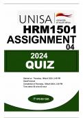 HRM1501 ASSIGNMENT 04 (QUIZ) DUE 2024