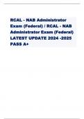RCAL - NAB Administrator Exam (Federal) / RCAL - NAB Administrator Exam (Federal) LATEST UPDATE 2024 -2025 PASS A+
