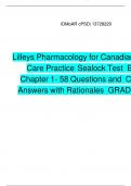 lOMoAR cPSD| 13728229 lOMoAR cPSD| 13728229 Lilleys Pharmacology for Canadian Health Care Practice Sealock Test Bank Chapter 1- 58 Questions and Correct Answers with Rationales GRADED A+ e