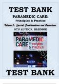 TEST BANK for PARAMEDIC CARE: PRINCIPLES & PRACTICE 5TH EDITION Volume 5 Special Considerations and Operations BLEDSOE