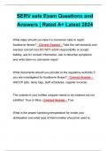 SERV safe Exam Questions and Answers | Rated A+ Latest 2024